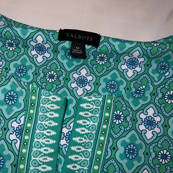 Talbots Size M Slip On Dress Paisley Poly Spandex Sleeveless #D1 - Picture 3 of 4